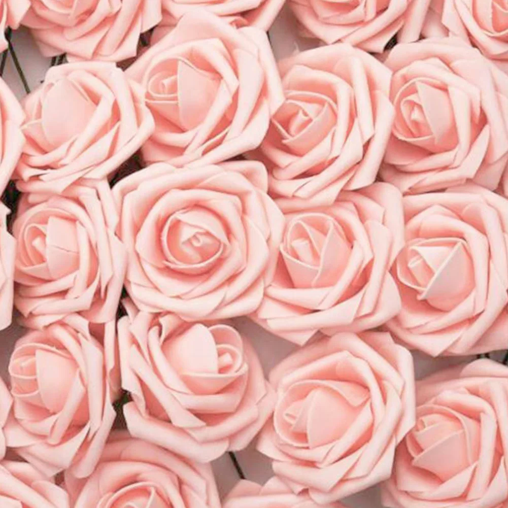 50Pcs Artificial Flowers Foam Rose Heads Wedding Party Decor Bouque DIY Large 8CM Cream White Pink Festive Party Decorations