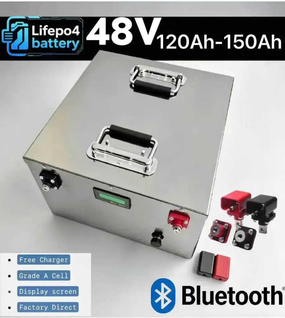 

48V Lithium Battery 100Ah-200Ah with Built-in Bluetooth Smart BMS Durable LiFePO4 Energy Storage for Home Solar System
