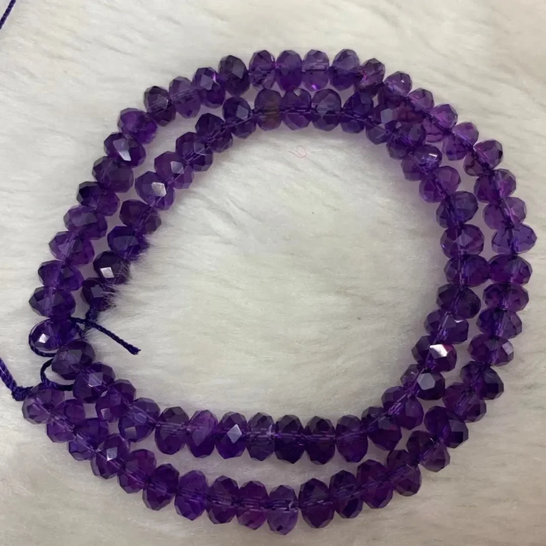 Genuine Natural AAA Amethyst Heishi Loose Beads Stone Strand 15" Bracelet Gemstone Charm Energy Elastic Bracelet Jewelry