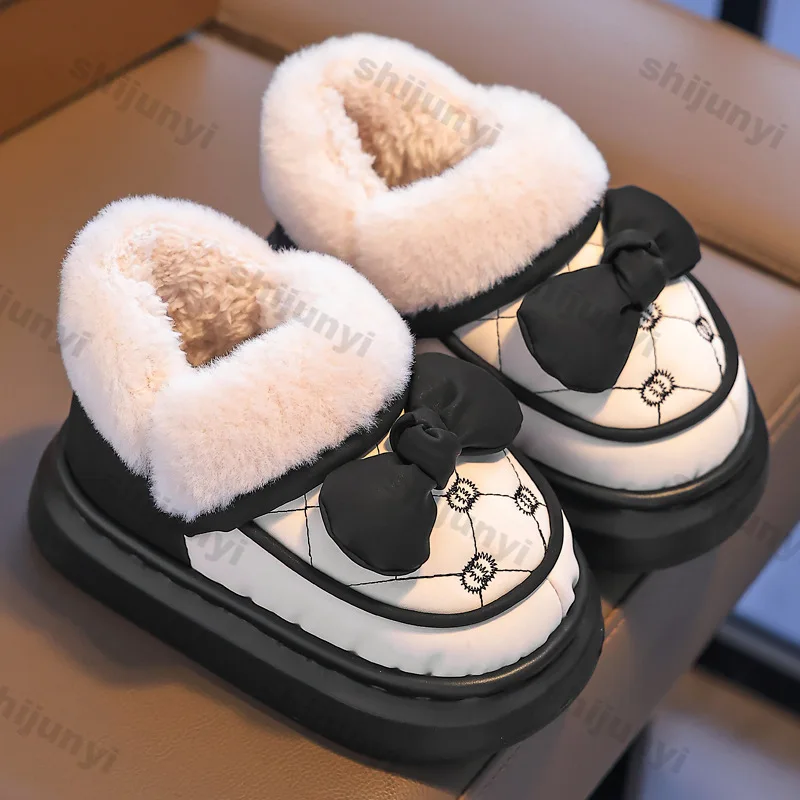 Children\'s Shoes Girls Warm Plush Snow Boots 2024 Autumn Winter Indoor Anti Slip Platform Comfort Cute Cartoon Baby Cotton Boots