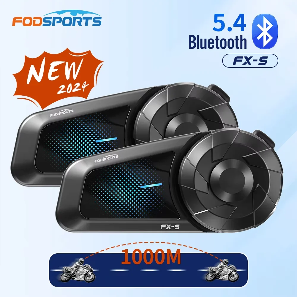 

2pcs Fodsports FX-S Motorcycle Intercom Wireless Bluetooth Helmet Headset,1000M,BT5.4