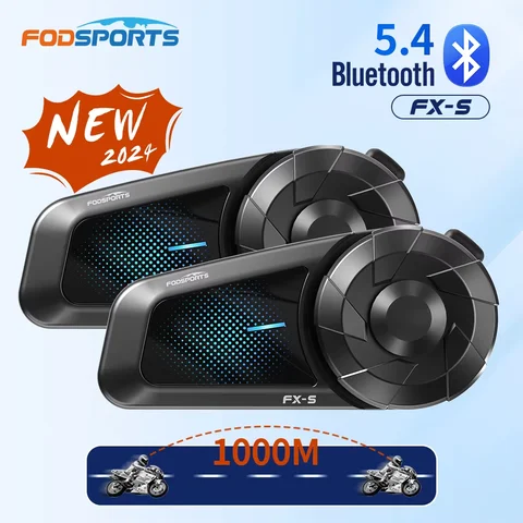 2pcs Fodsports FX-S Мотоциклетная Гарнитура Беспроводной Bluetooth Шлем Гарнитура,1000M, BT5.4