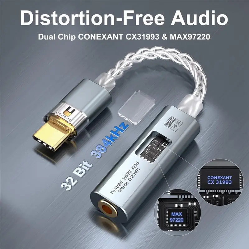 [B24B!】 Stereo Ephone Headphone Decoding Converter USB Type C To 3.5 Mm Jack Adapter Hifi DAC Audio Amplifier CX31993 MAX972