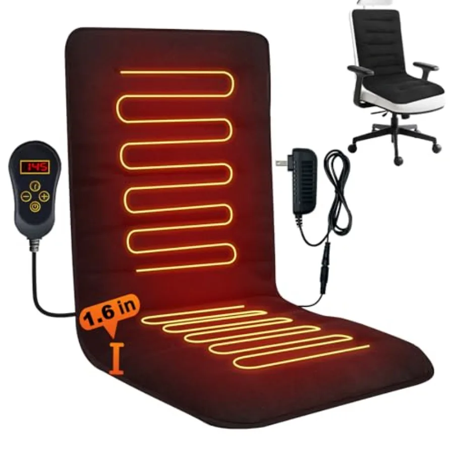 

Heated Seat Cushion for Office - 12V Chair Heating Pad - Thick Seat Warmer wiht 7 Temp Levels and 12H Timer- Fast Heated Cover