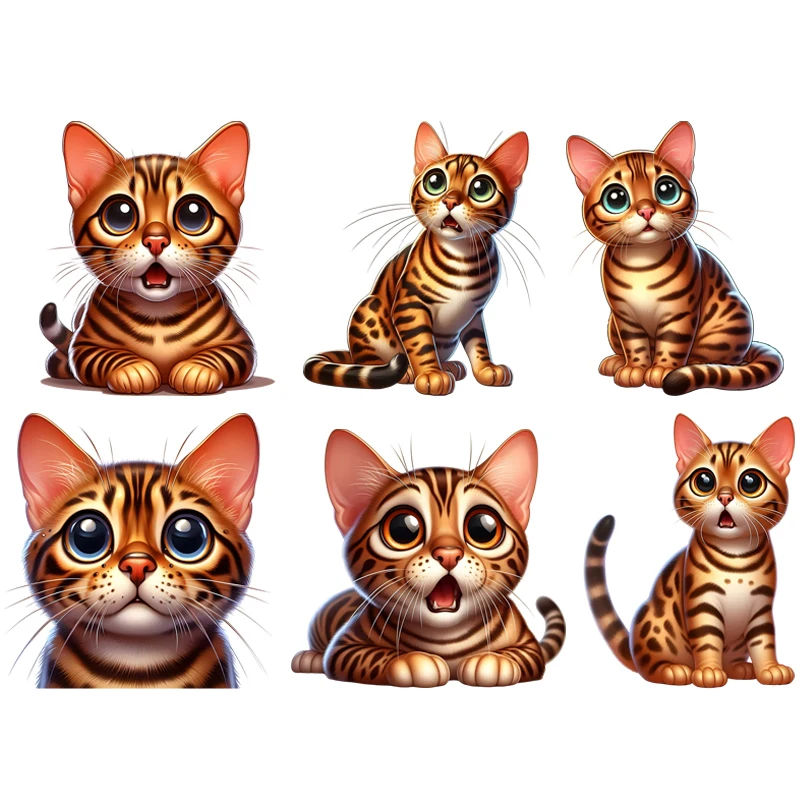 

Cute Bengal cat Iron On Patches DTF transfers ready to press Children's clothing Heat Transfer On Clothes patches for clothing