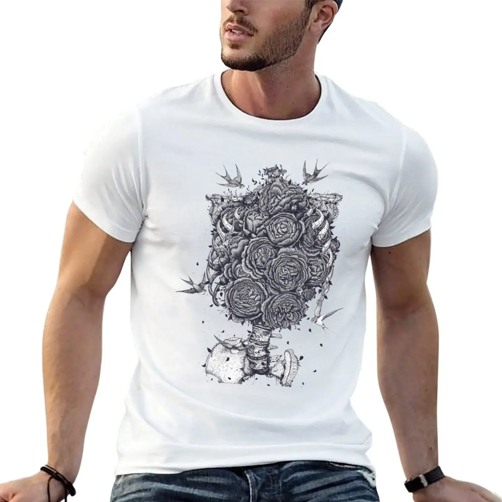 Ribs with peonies T-Shirt oversized t shirt custom t-shirts funny t shirts for men