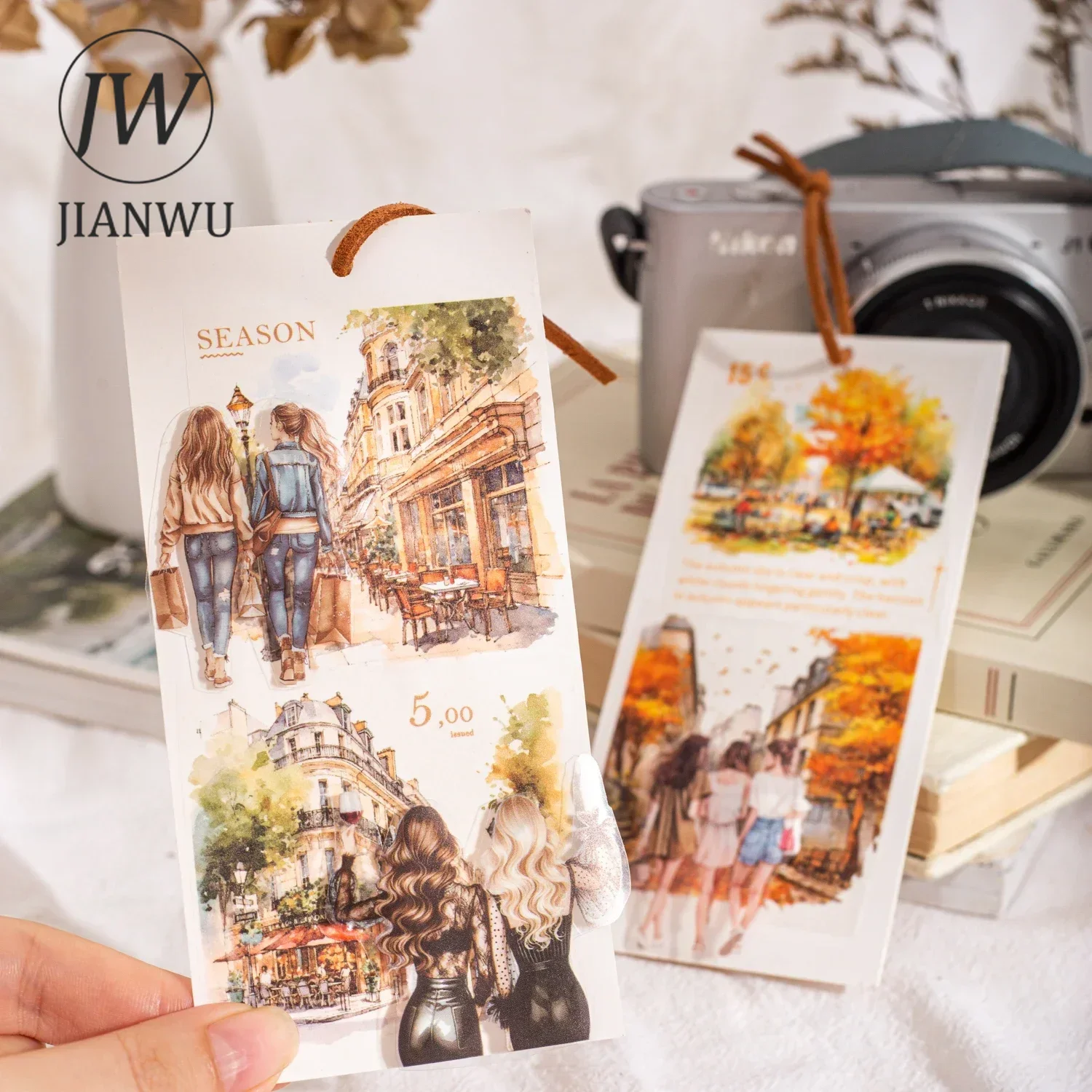 JIANWU 60mm*200cm Walking with The Scenery Series Vintage Landscaping Collage Washi Tape Creative DIY Journal Stationery