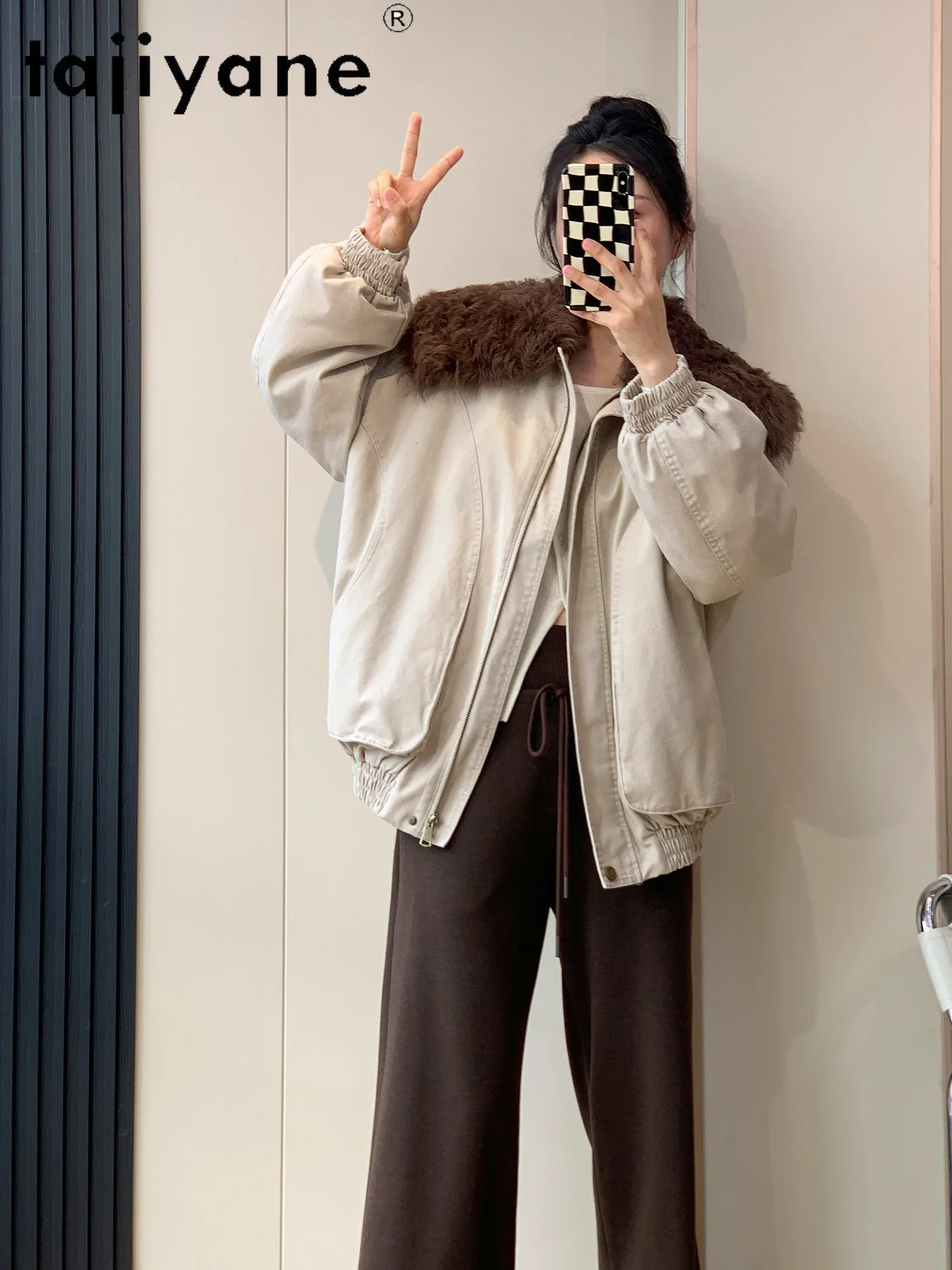 TAJIYANE Cappotto di pelliccia di montone di lana toscana naturale Donna Elegante piumino d'oca bianca Parker Giacca invernale Donna Abbigliamento 2025 шу sì