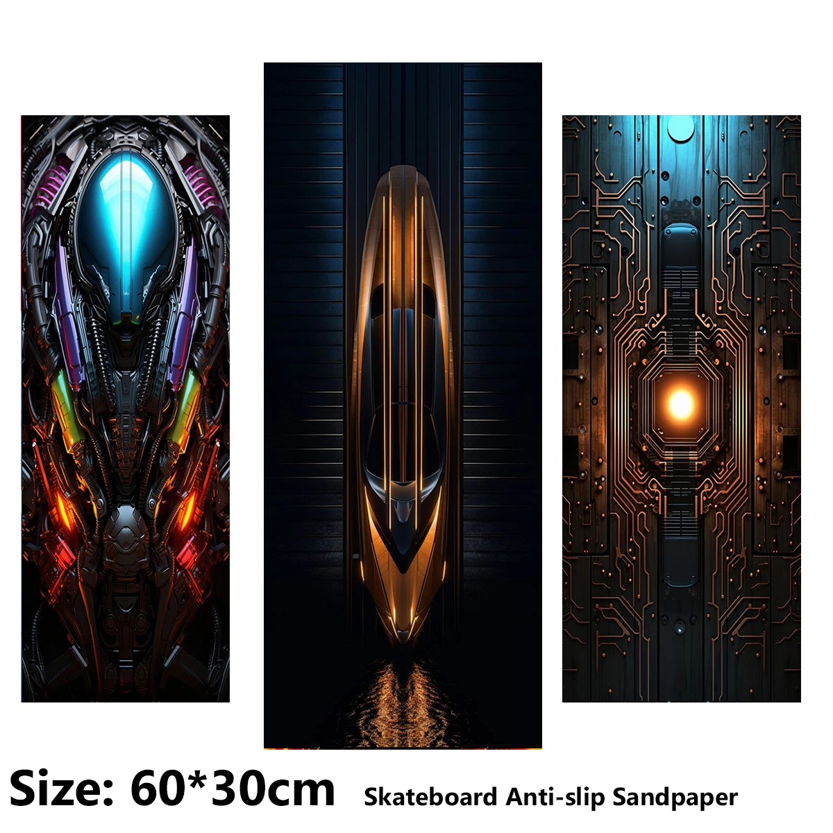 

Mecha Wind Tape Pattern Electric Scooter Anti-slip Sticker Sandpaper Skateboard Grip Tape Sheet 60*30cm