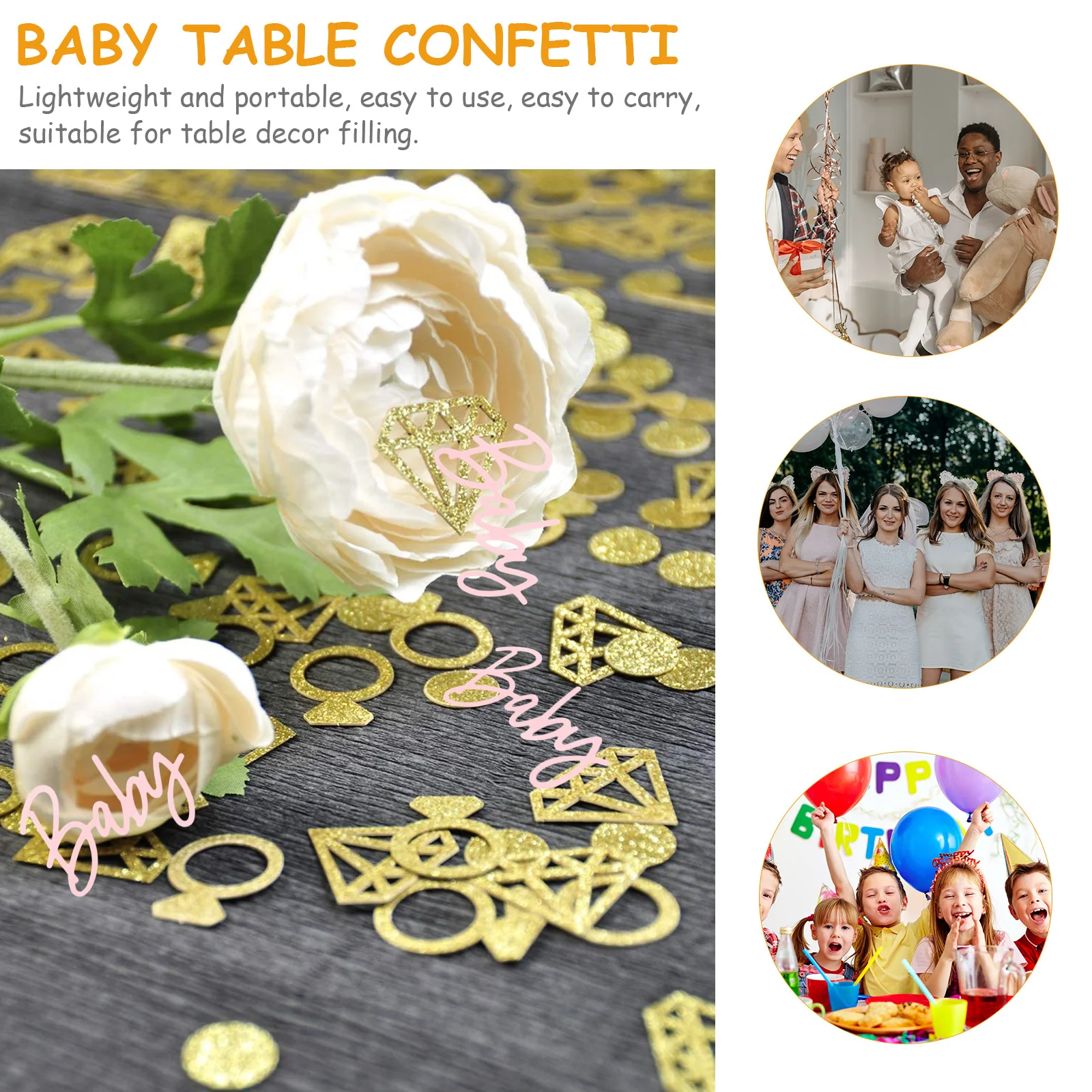 

3 Packs Confetti Sequins Decoration Table Party Sprinkles Gender Shower Birthday Wedding Anniversary