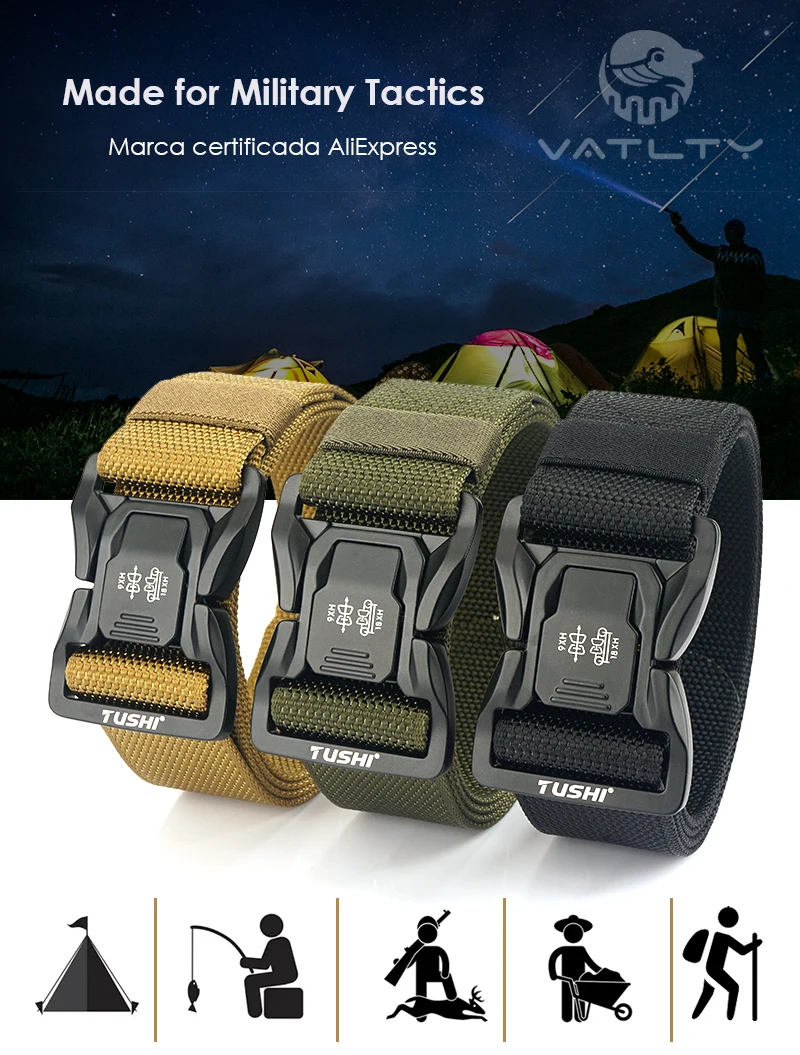 VATLTY neue 4,3 cm taktische Outdoor-Gürtel enge Nylon Aluminium Schnalle Schnell verschluss Herren Militär gürtel lässig breiten Bund männlich – Detail 1