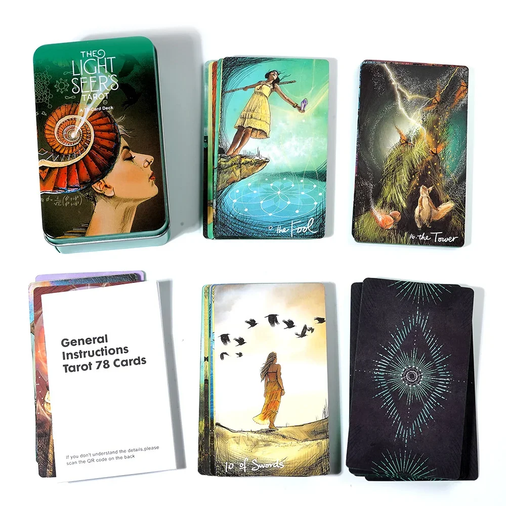 Cartas de oráculo de Tarot Edge para mujeres y niñas, caja de Metal de hojalata, 78 tarjetas, entretenimiento Personal para fiestas, juego de cartas, 23 estilos, nueva actualización