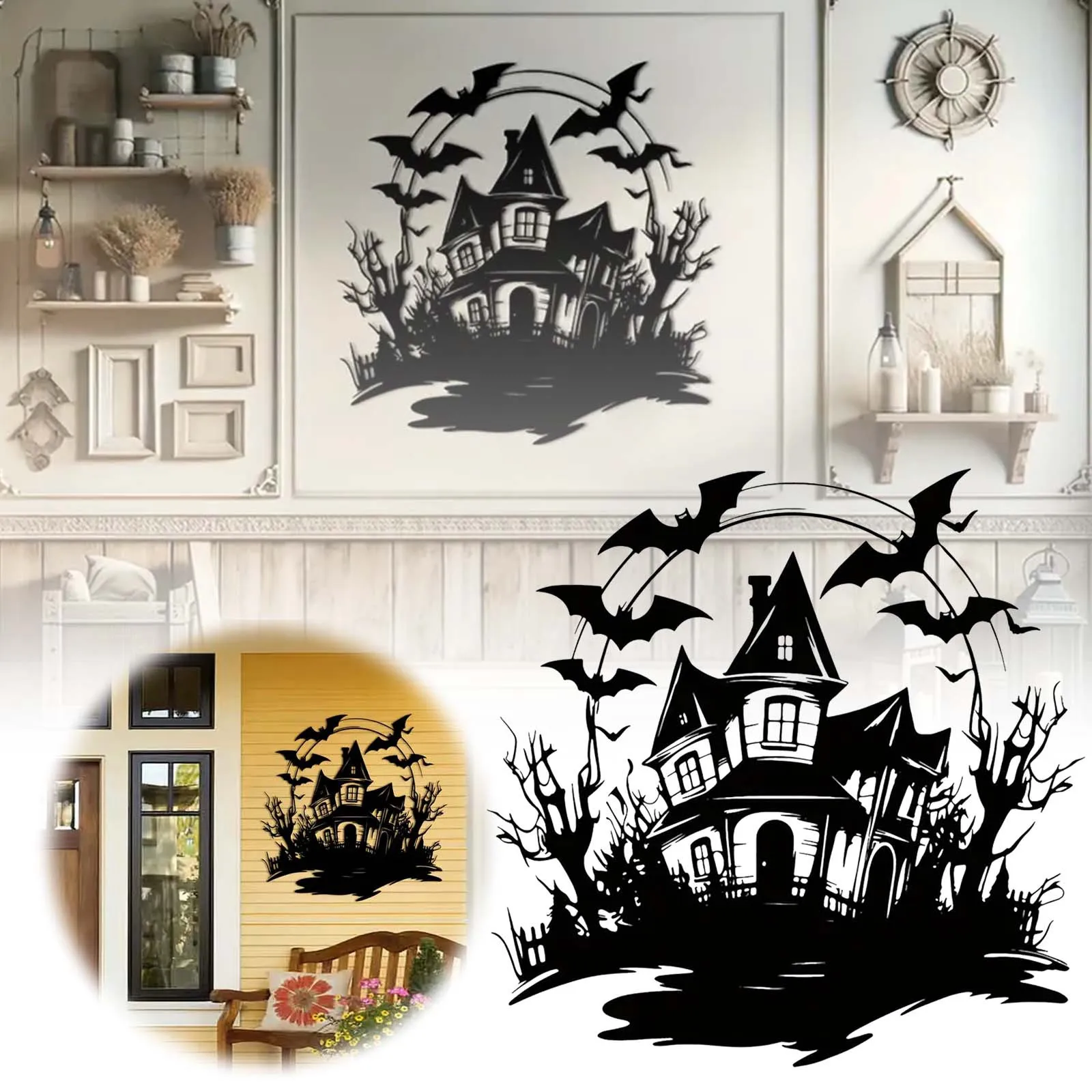 

Halloween Metal Castle Wall Art Large Plants Metal Bat Wall Art Home Decorative 2024 Decorative Wall Art Flowers Metal Signs