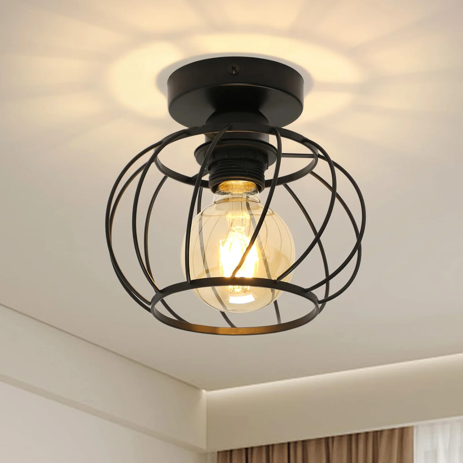 Plafoniera moderna in ferro e metallo E27, mini plafoniera semi-incasso rotonda, lampada da soffitto per camera da letto, cucina (lampadina non inclusa)