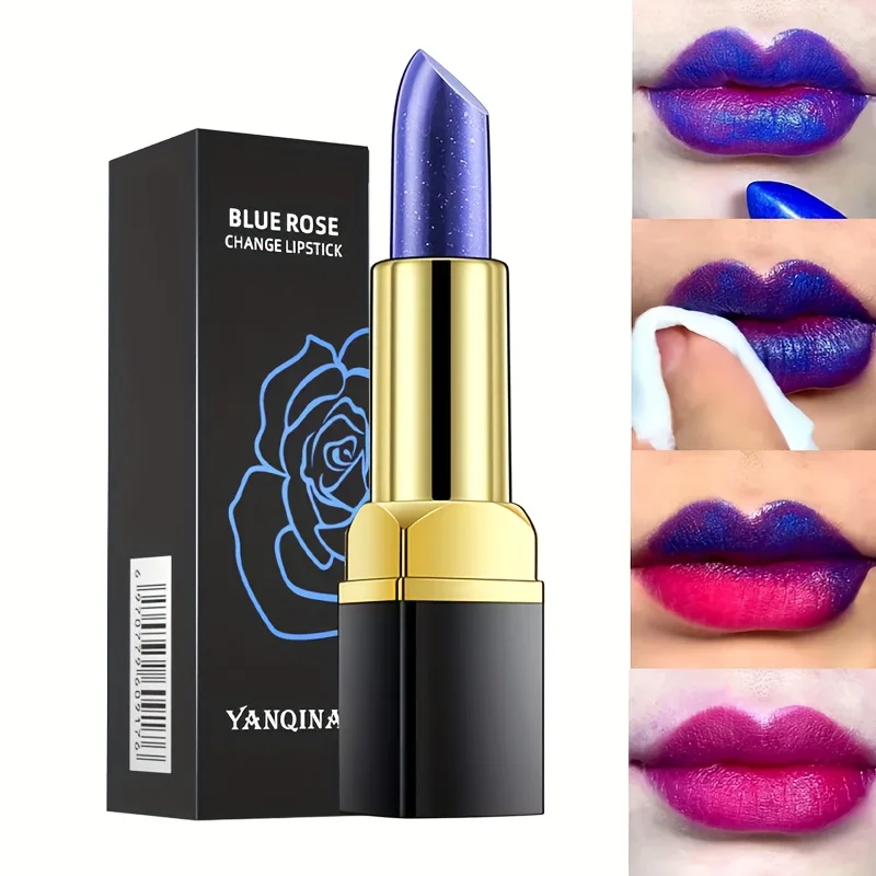 Lápiz labial mágico que cambia de temperatura, bálsamo labial que cambia de Color azul a rojo, Base impermeable, maquillaje, barra cosmética de belleza