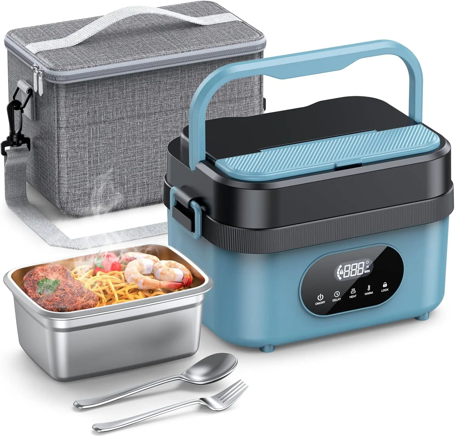 

Rechargeable Portable Self-Heating Lunch Box, 18000mAh Battery, 1.5L Container for Outdoor Work Office Camping Travel