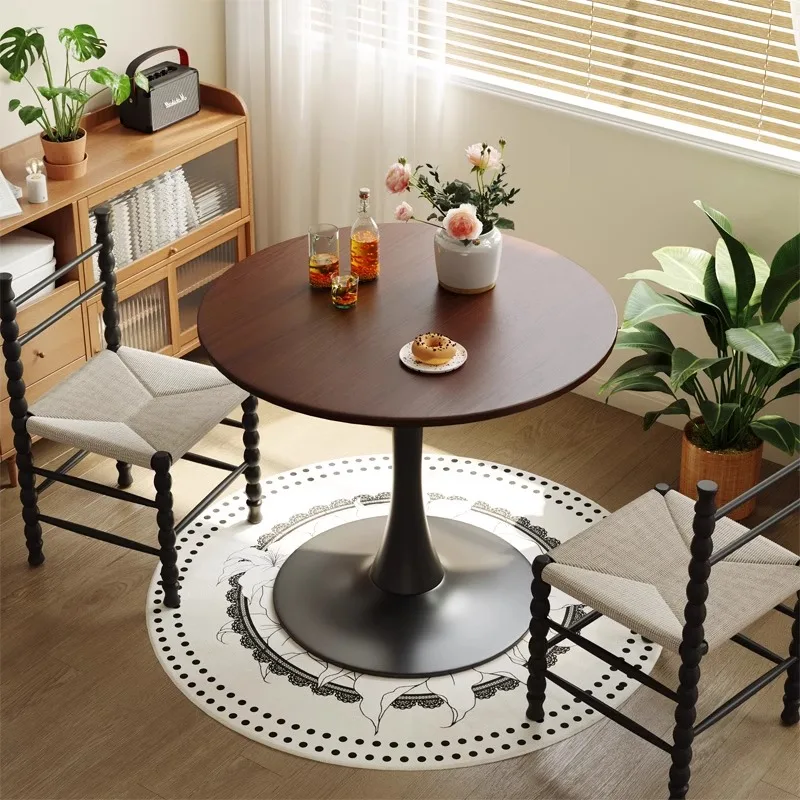 Round dining table small apartment negotiation Fuzhong antique tea table chair French balcony coffee shop combination