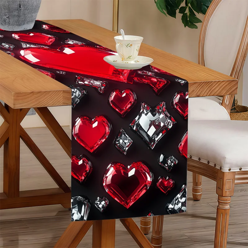 1 Piece of Ruby Heart-Shaped Table Runner, Suitable for Dinner Parties, Holiday Parties, Family Gatherings, Children's Activities, Themed Cafes, Home Decoration, Christmas Markets, Cozy Tea Parties