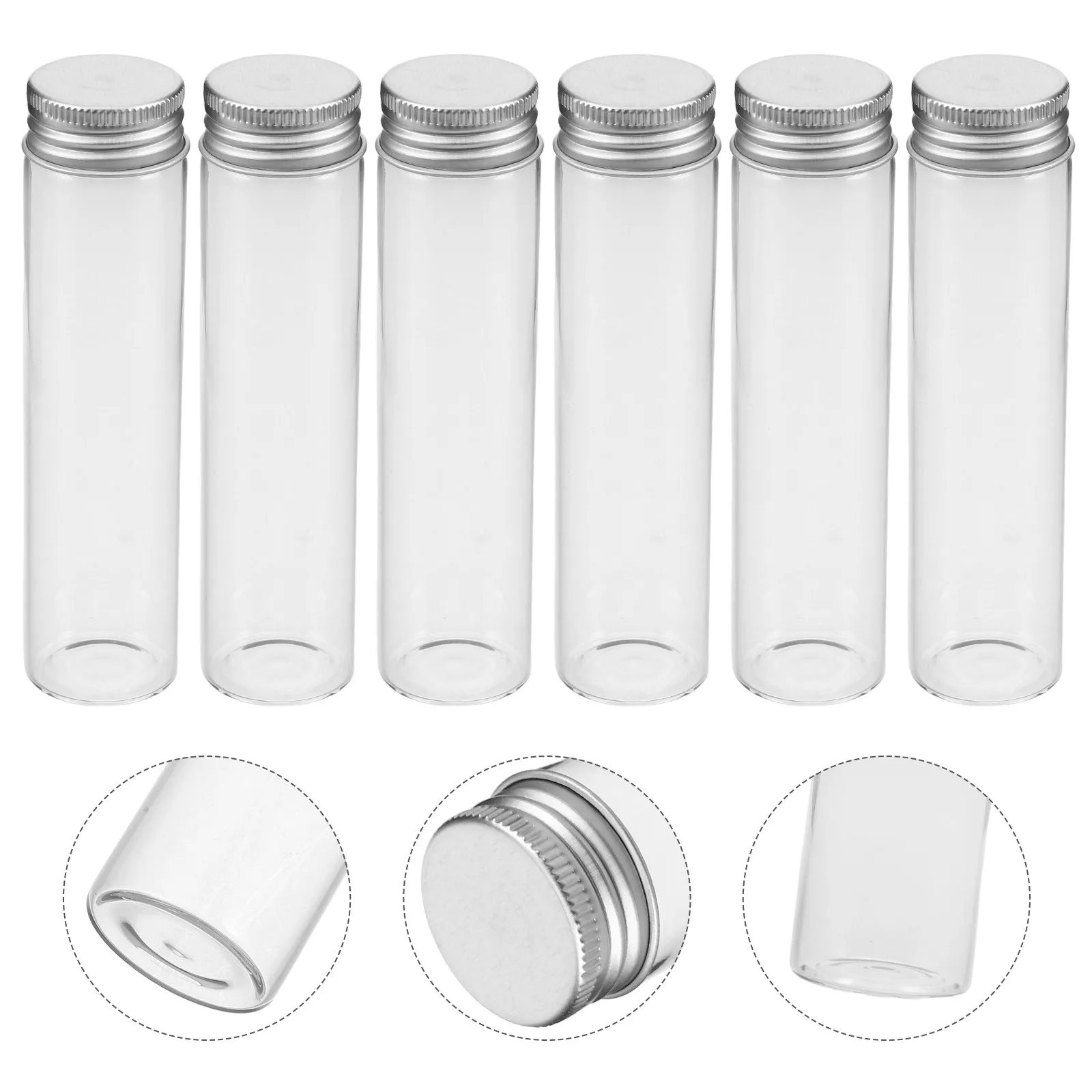 30Pcs Glass Vials with Screw Caps 60Ml Clear Transparent Test Tubes Airtight Sealed Storage Tubes for Science Lab Makeup Travel