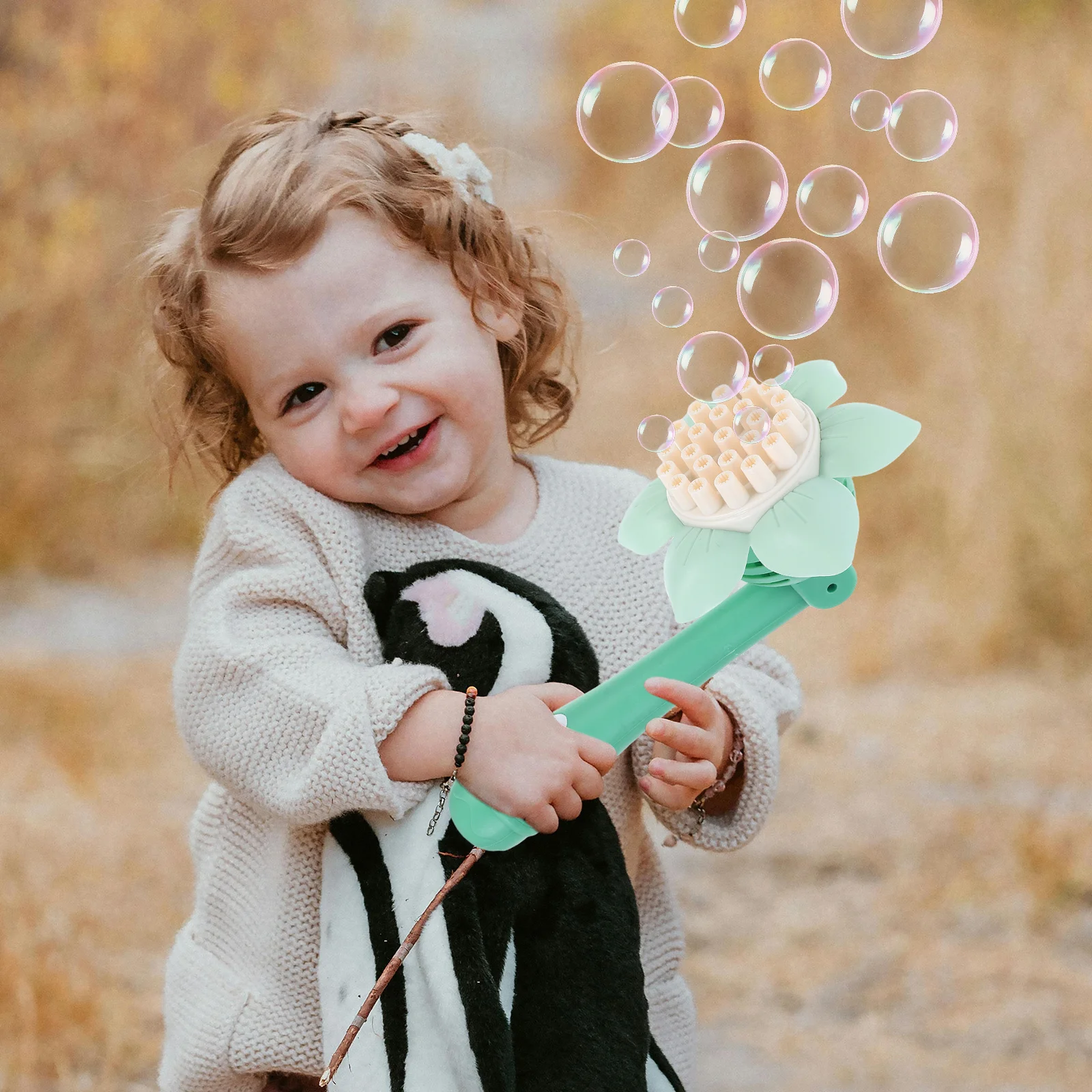 Sunflower Machine For Kids Multi-Holes Electric Bubble Maker Plastic Automatic Bubble Blower Outdoor Indoor Kids