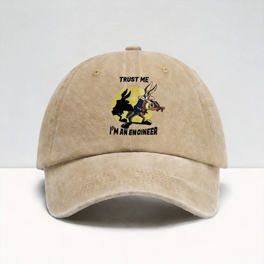 Trust Me I Am an Engineer Printed baseball cap casual soft top Distressed cowboy hat fashion Adjustable Breathable sun hat