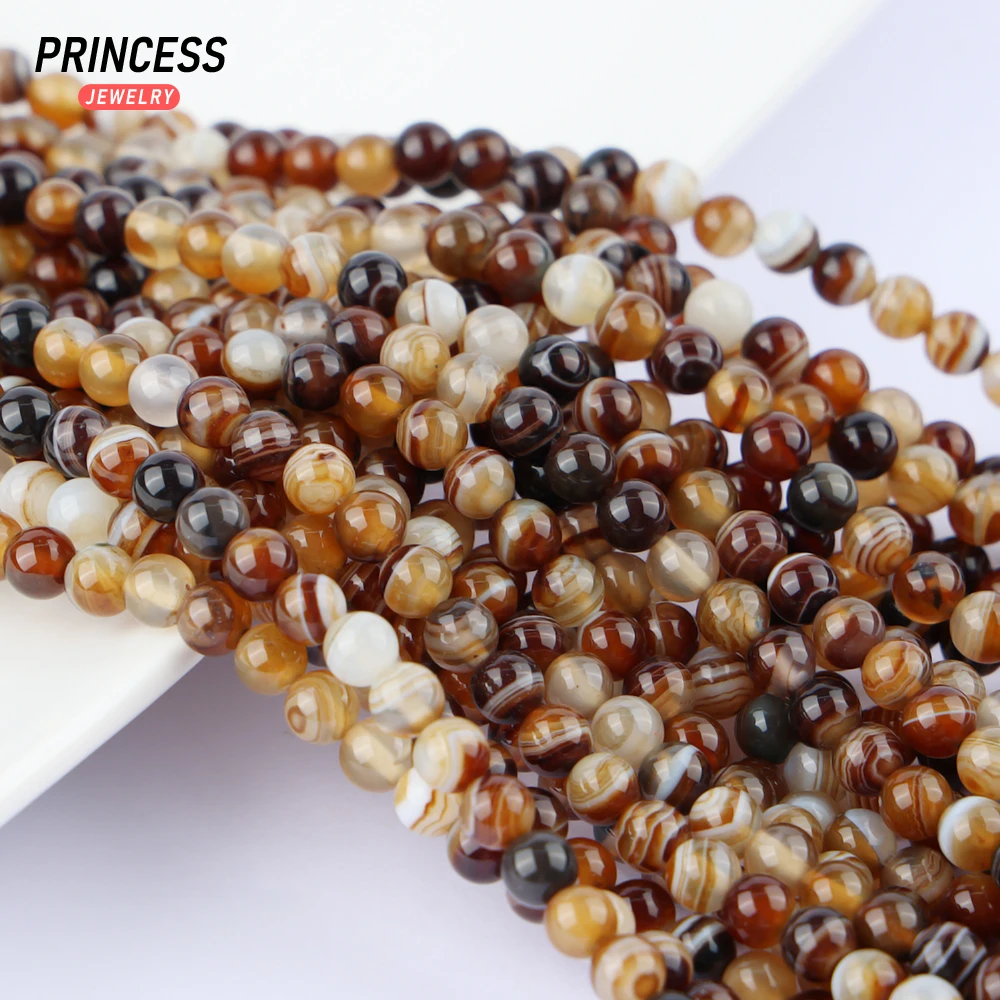 

A+ Natural Madagascar Coffee Stripe Agate Stone Beads Charms for Jewelry Making DIY Gemstones Bracelets Necklace Accessori