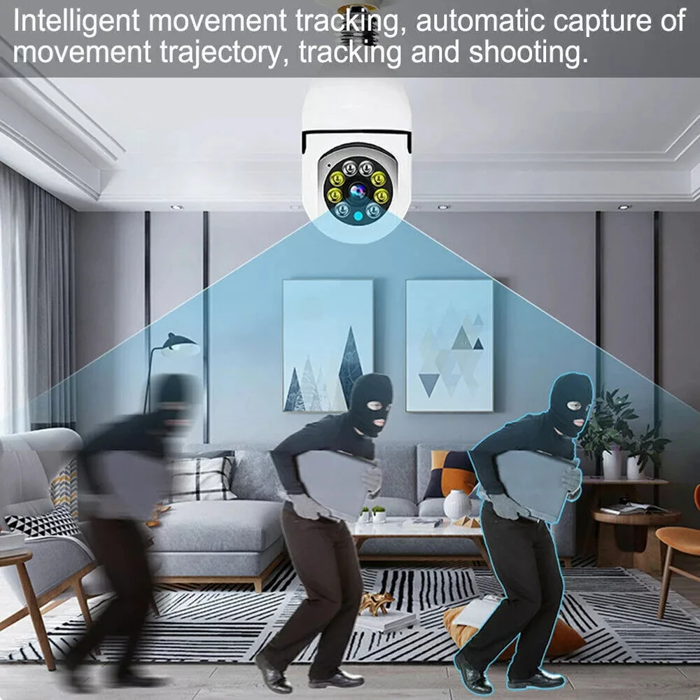 Wifi 3MP E27 Bulb Surveillance Camera Indoor 4X Digital Zoom AI Human Detect Full Color Night Vision Wireless Cameras Smart Home