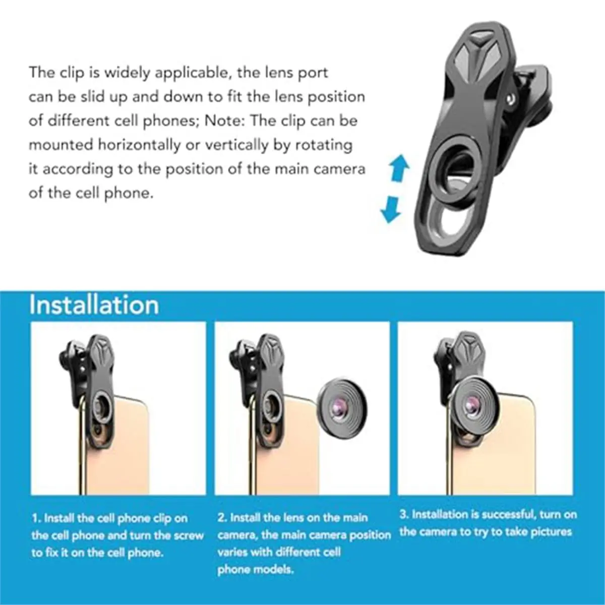 Macro Phone Lens HD Camera Phone Lens Kit 10X Macro Mobile Phone Lens for All Smartphones External Mobile Phone Lens