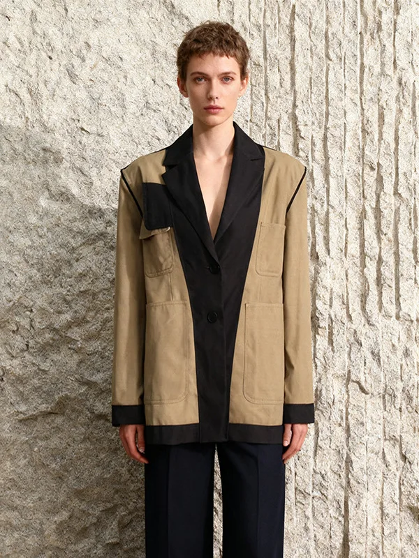 

SuperAen 2025 New High-end Style Gray Long Stand-up Collar Trench Coat Women's Spring and Autumn Coat