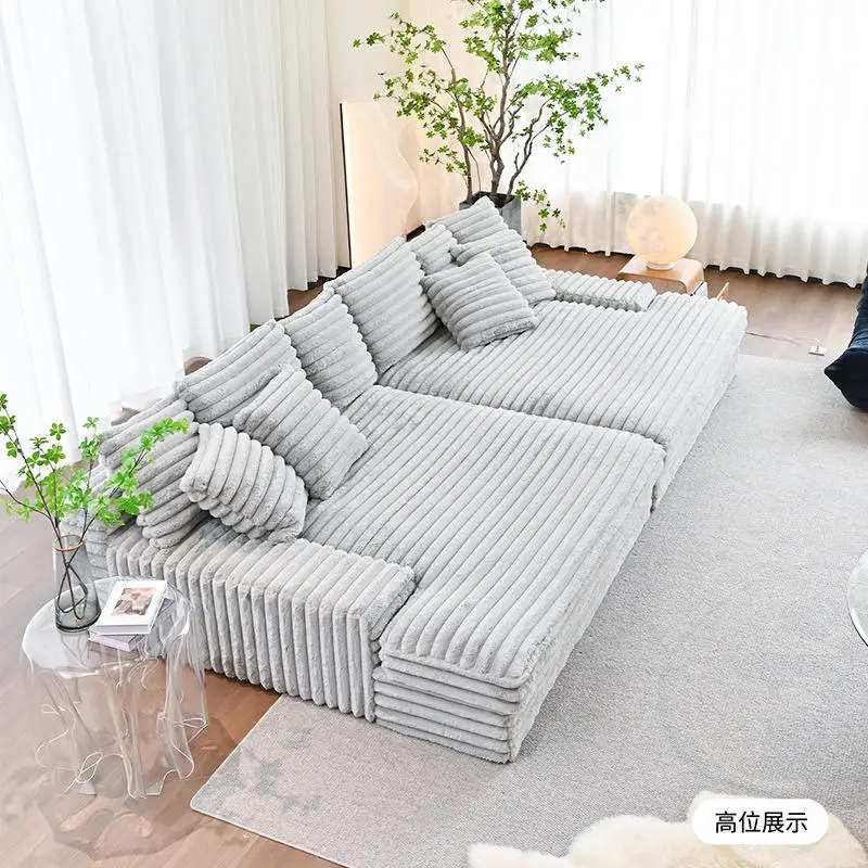 Modern plush corduroy recliner sofa bed lazy combination bedroom living room vacuum compression packaging box home furniture