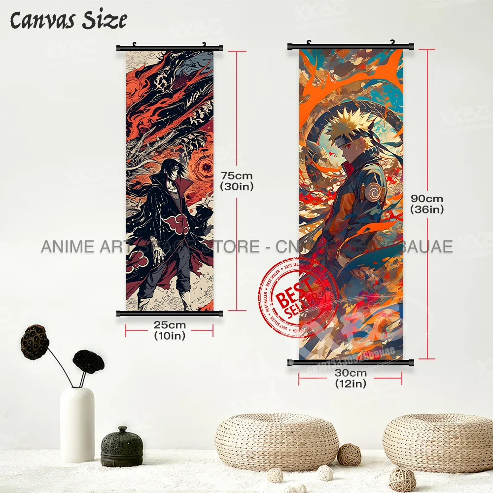 Japanische Anime Naruto Wandkunst Leinwand Schriftrollen Bilder Uchiha Sasuke Figuren Druck Zimmer Poster Hängende Malerei Home Decor – Detail 5