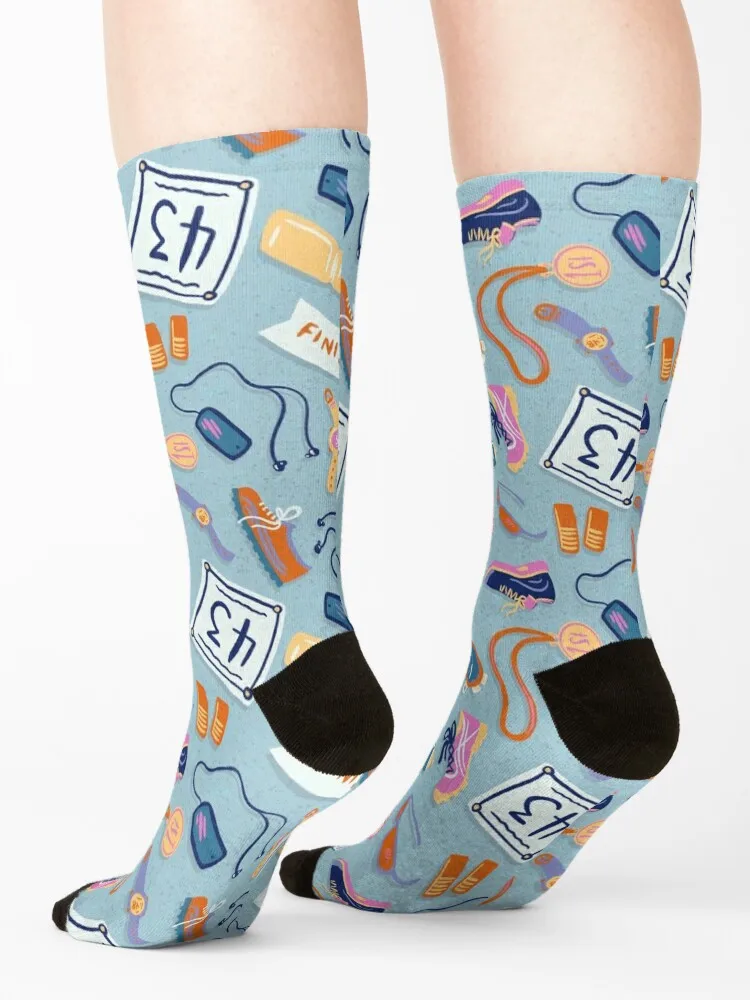 Marathon Runner Repeating Pattern Socks Soccer Crossfit ankle Stockings man Women Socks Men's