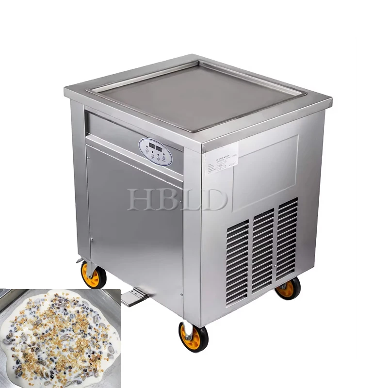 New Type Of Square Single Pot Fried Ice Cream Roll Machine Thailand Thick Cut Yogurt Molding Machine