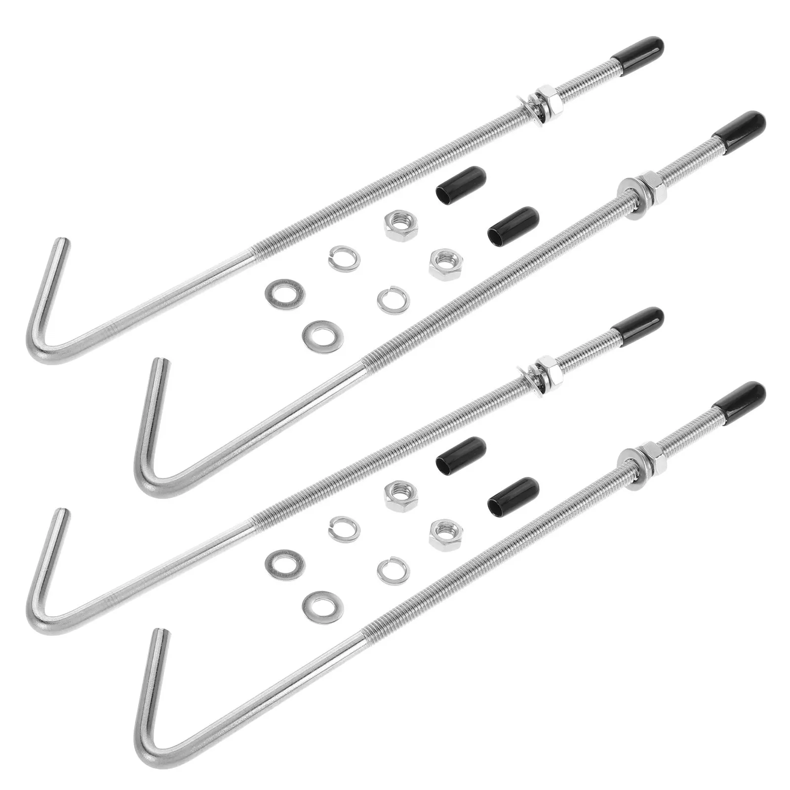 2Sets Universal Car Battery Hold Down Kit Stainless J Bolts Battery Fixing Clamp Bracket Automotive Suv Stabilizer