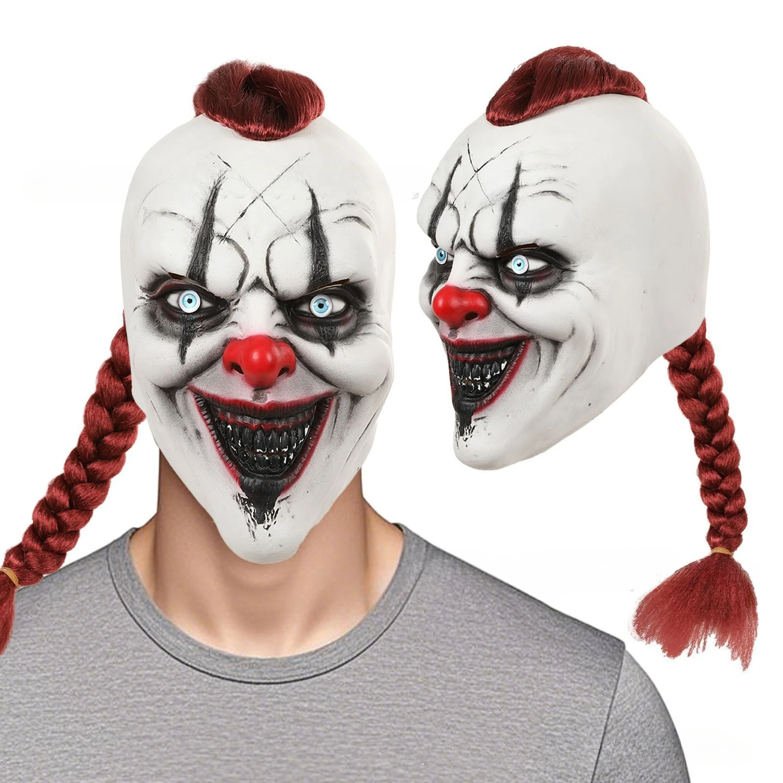 

Ghost Face Clown Latex Mask Halloween Party Masquerade Carnival Costume Prop Scary Cosplay Accessories for Adult