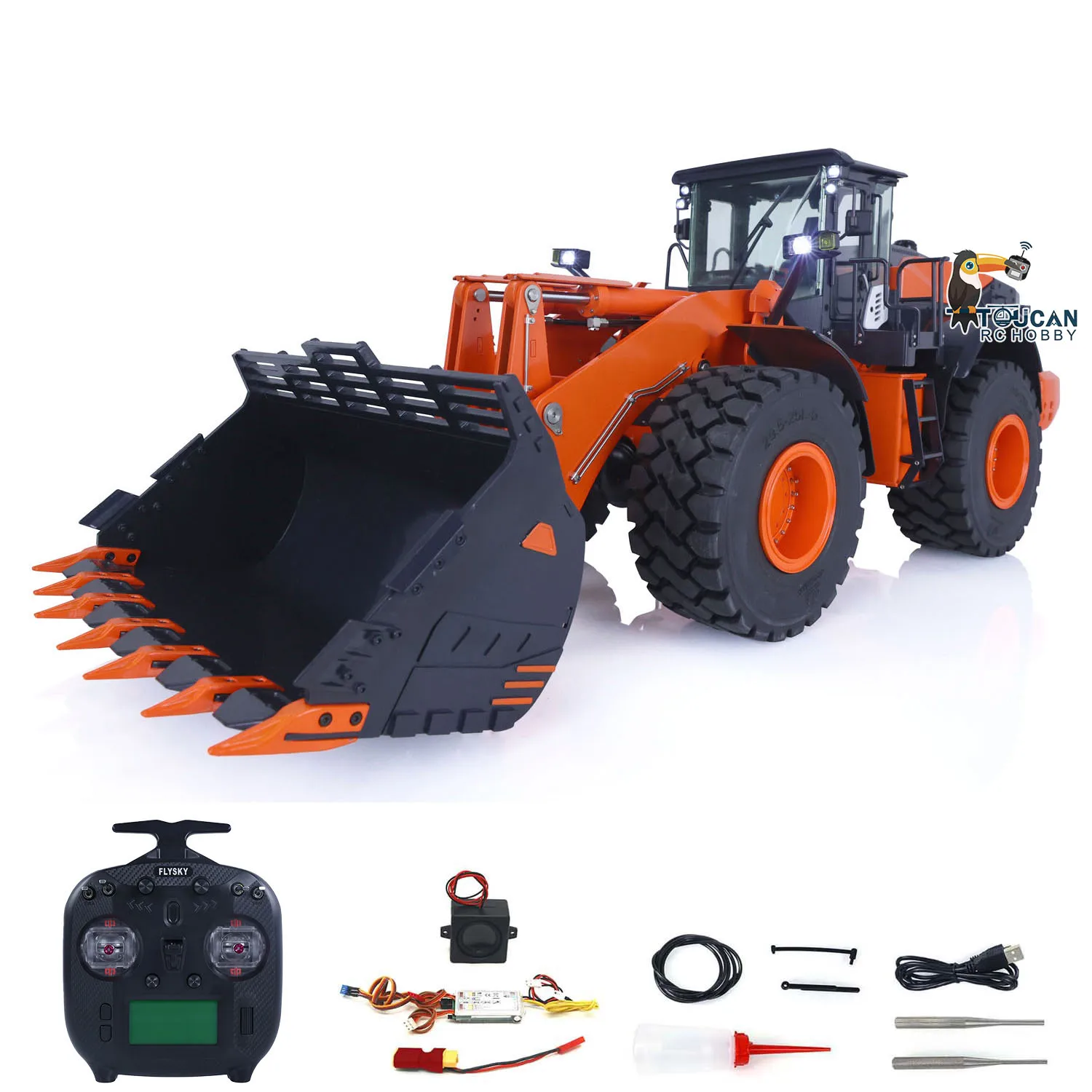 1/14 JDMODEL 198 ZW370 RC Hydraulic Loader Electric Construction Cars Models With Light 201 Sound System Assembled Toys TH22618