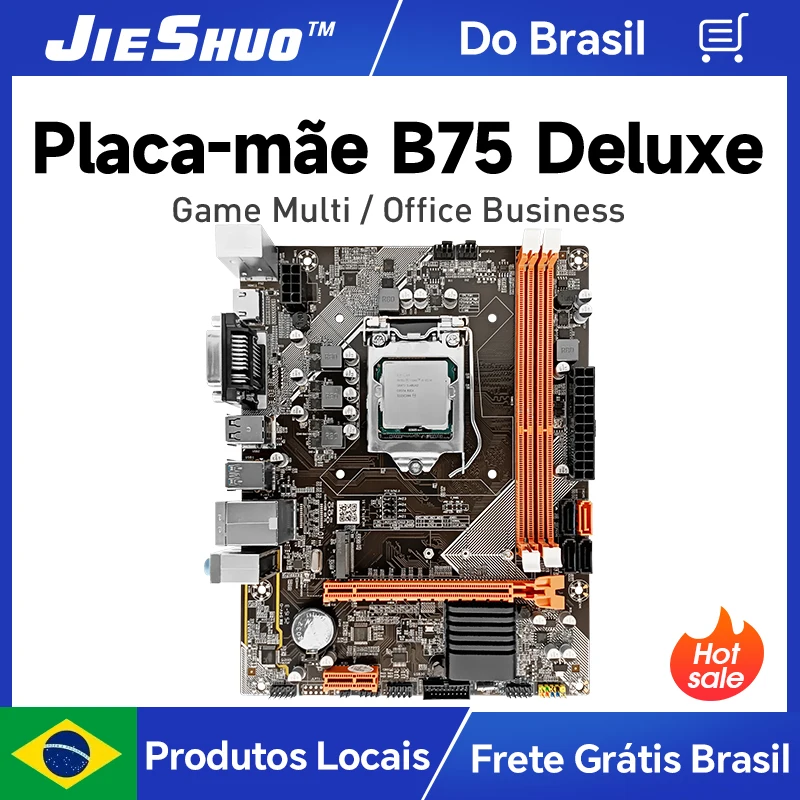 Placa-mãe JIESHUO B75 LGA 1155 para CPU Intel i3/i5/i7, RAM DDR3 16GB, VGA, USB2.0, USB3.0, Placa Principal para Desktop