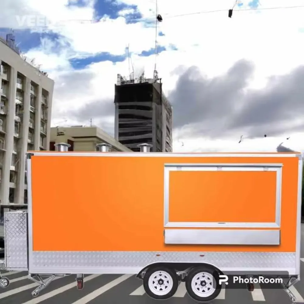 Factory Direct Square Food Trailer Fully Equipped Snack Cart Mobile Catering Trailer with Commercial Kitchen for Street Food