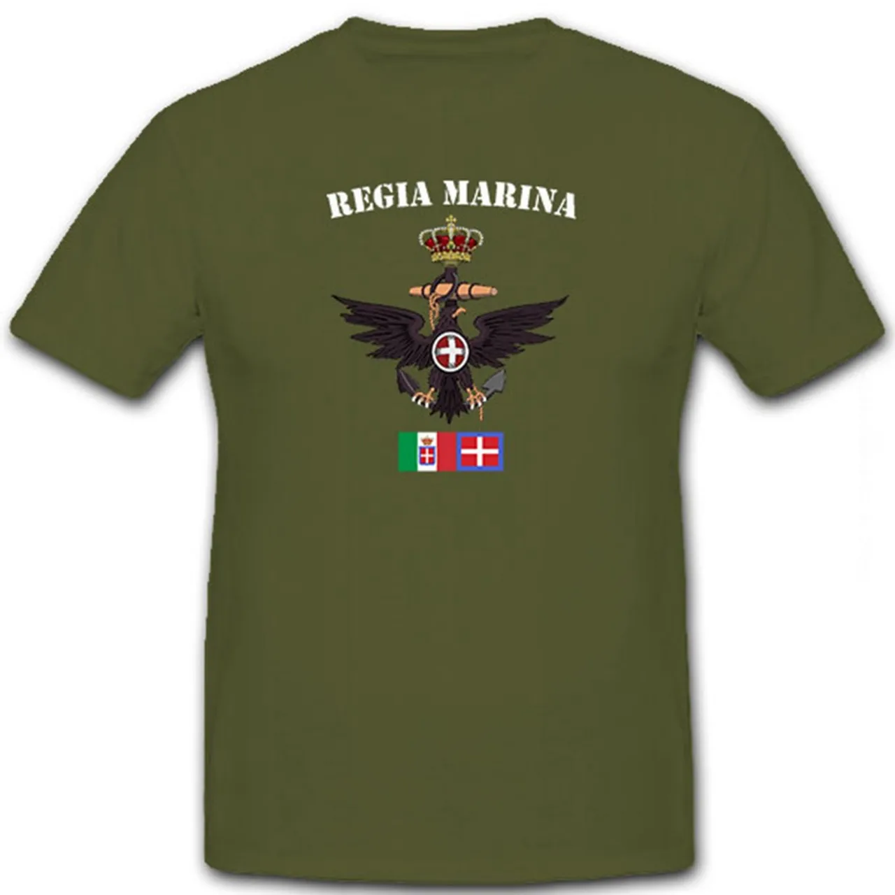 Regia Marina. Italy Naval Coat of Arms Eagle Badge Emblem T Shirt. Short Sleeve 100% Cotton Casual T-shirts Loose Top Size S-3XL