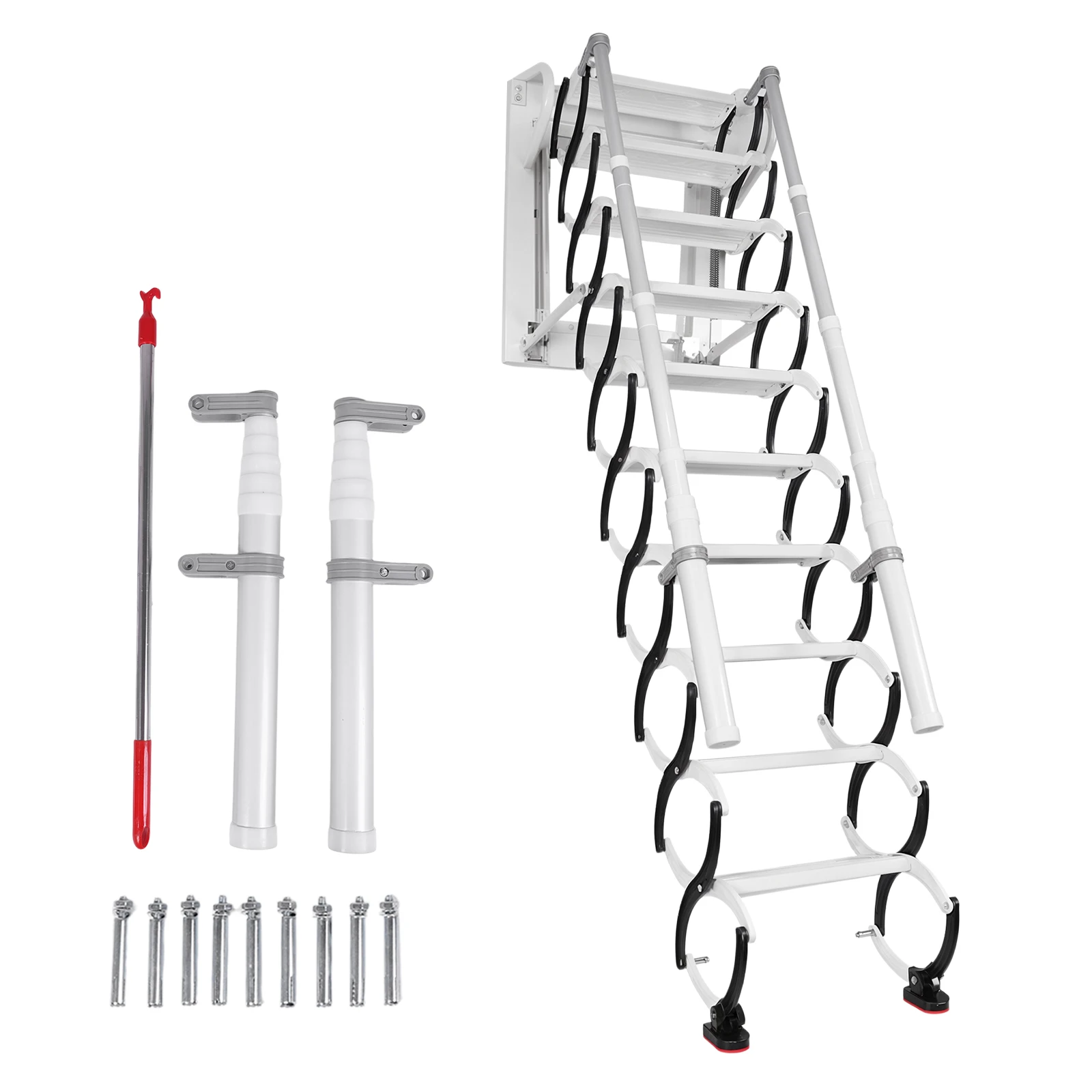 

Attic Stairs with Handrails Telescopic Attic Ladder Wall-Mounted Folding Stairs for Home Indoor Outdoor/Storehouse/Basement