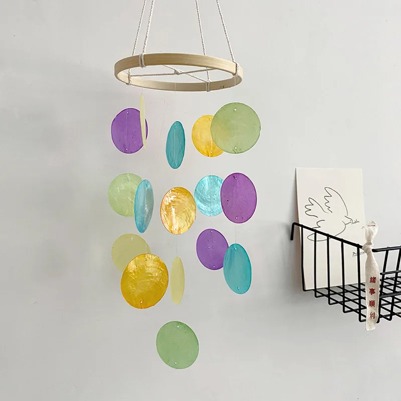 Circle Seashell Wind Chimes Outdoor Decor Creative Home Indoor Hanging Dream Catchers Kids Room Nursery Garden Birthday Gift