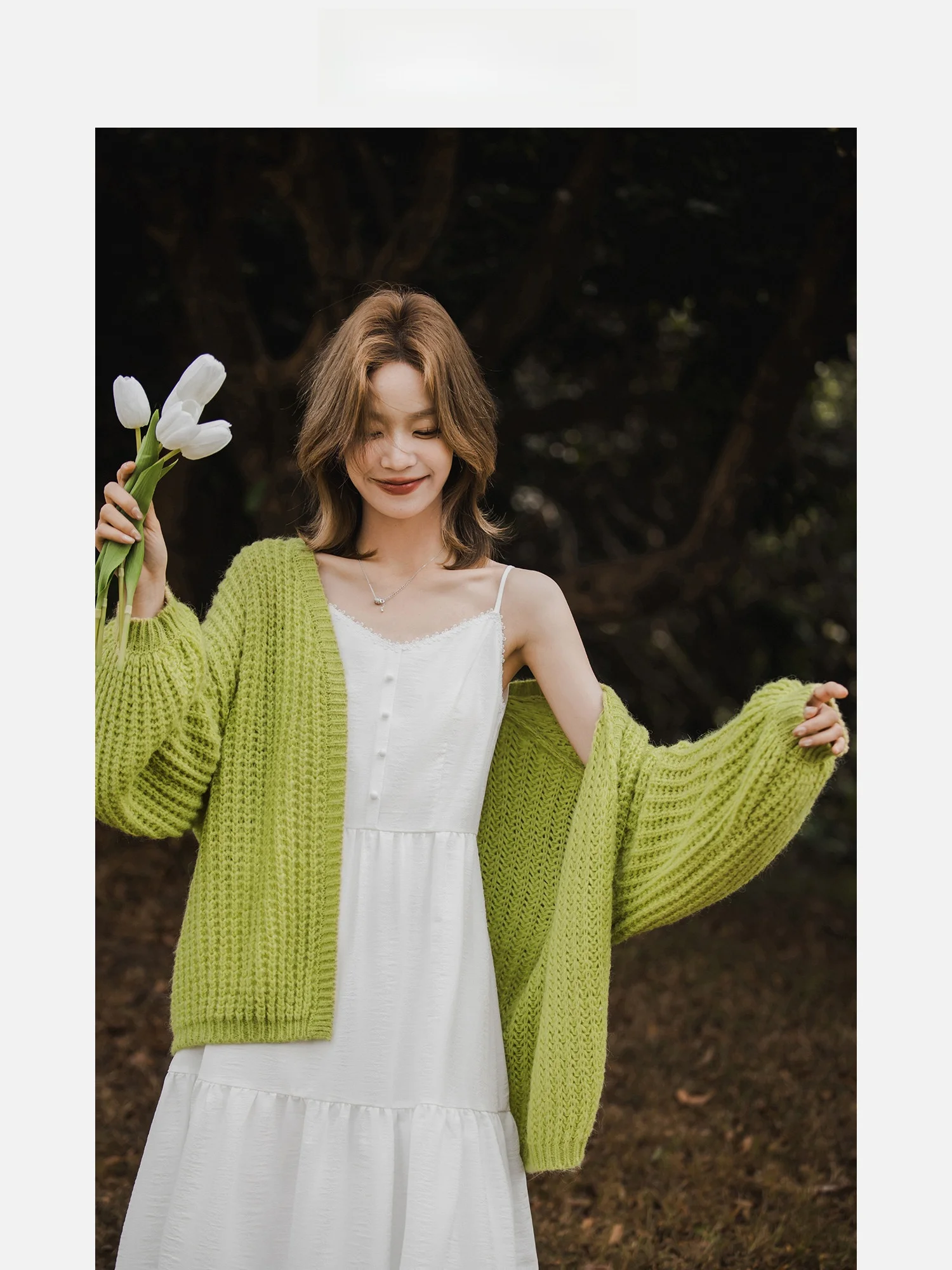 

Ladies een Open Cardigan Lazy Lantern Sve Camere Knitted Sweater Spring 2026 New Arrival Comfortable Loose Fit Sle