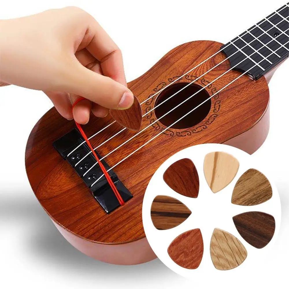 Pick Gitar Kayu Bentuk Rosewood Merah Hitam Sandalwood Untuk Ukulele, Aksesoris Gitar Akustik, Pick Gitar Kayu, Pick Gitar Jari