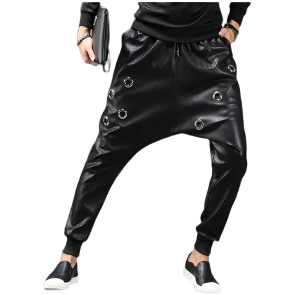 Leather Trousers Men Motorcycle Black Mens Pants Fashion PU Leather Riding Waterproof Motor Biker Male Street Pants Plus Size