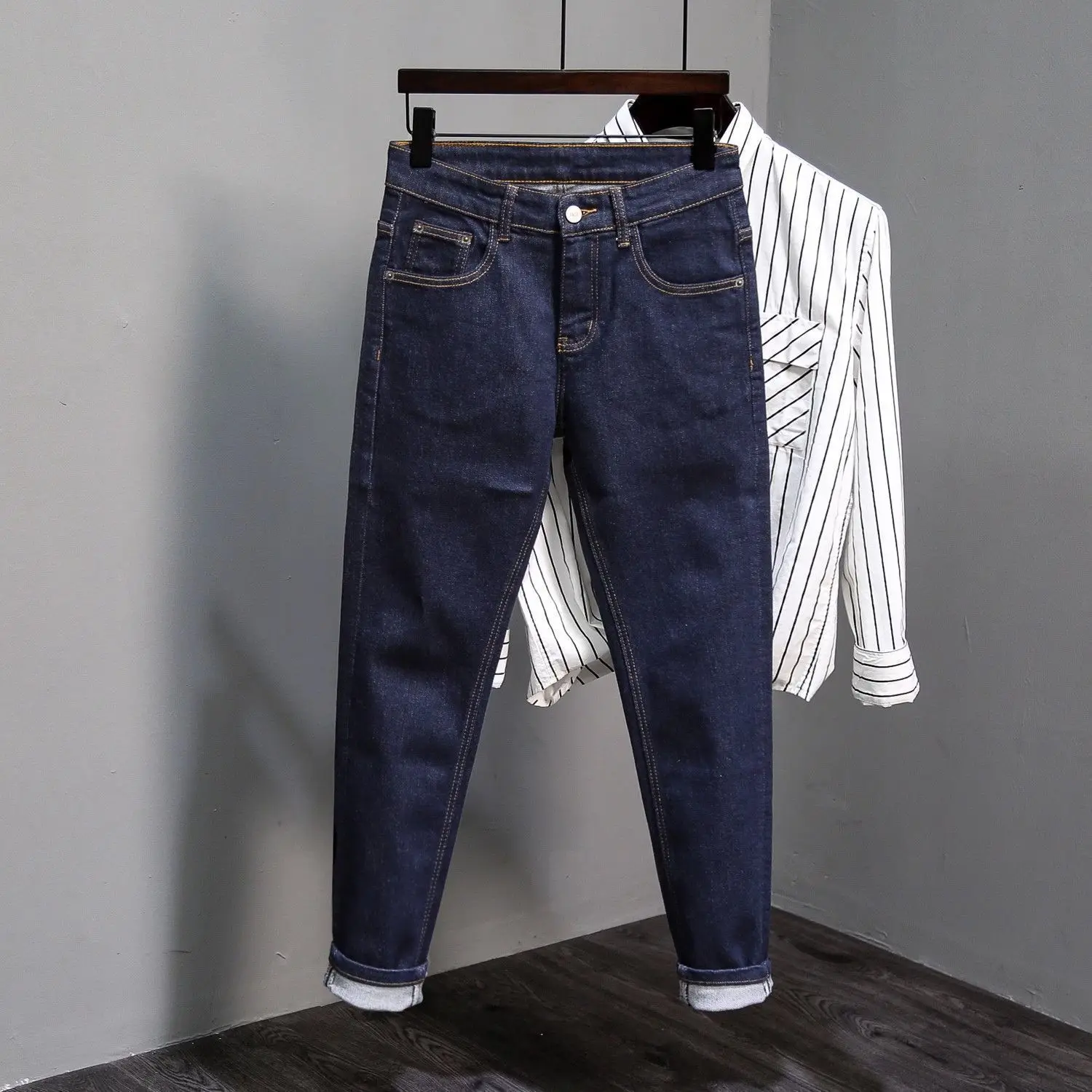 

Brand Clothing Luxury Brand Men's Trendy Jeans 2026 Spring Summer New Slim-fit Small Straight Retro High Street Long Pants