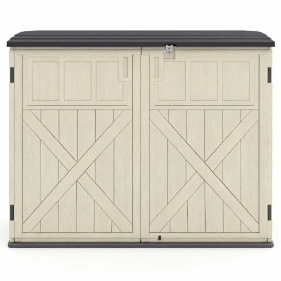 20 Cu.Ft Outdoor Storage Cabinet, Resin Storage Shed for Patio Use, Gray, Weather-Resistant and Lockable