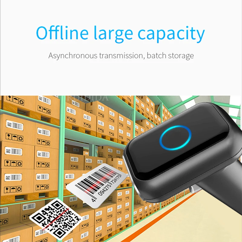 2D QR Code Wireless Barcode Scanner With Charging Base PDF417 High Speed Bar code Reader Handheld for Surpermarket