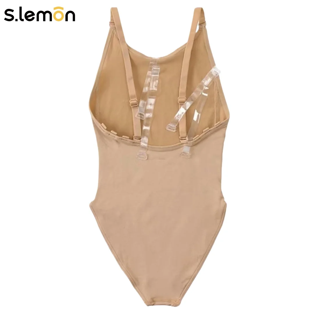 Ropa interior de baile Invisible S.lemon, camisola de Ballet en tono piel, ajustada, cambio rápido, ropa de práctica para actuación, mujeres y niñas