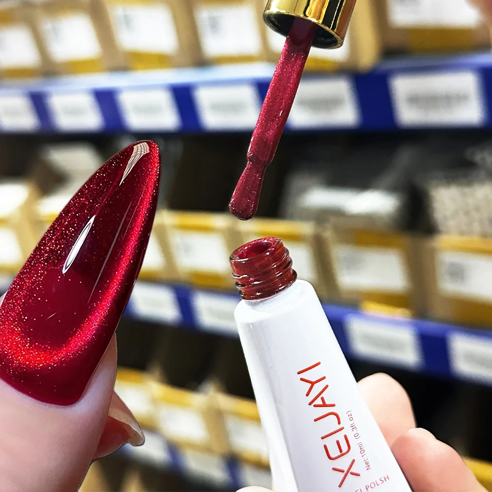 10 ml magnetisches Katzenaugen-Gel in Rosa und Lila mit Pinsel, Edelstein-Glitzer-Katzenaugen-Gellack, semipermanenter UV-LED-Cateye-Nagellack