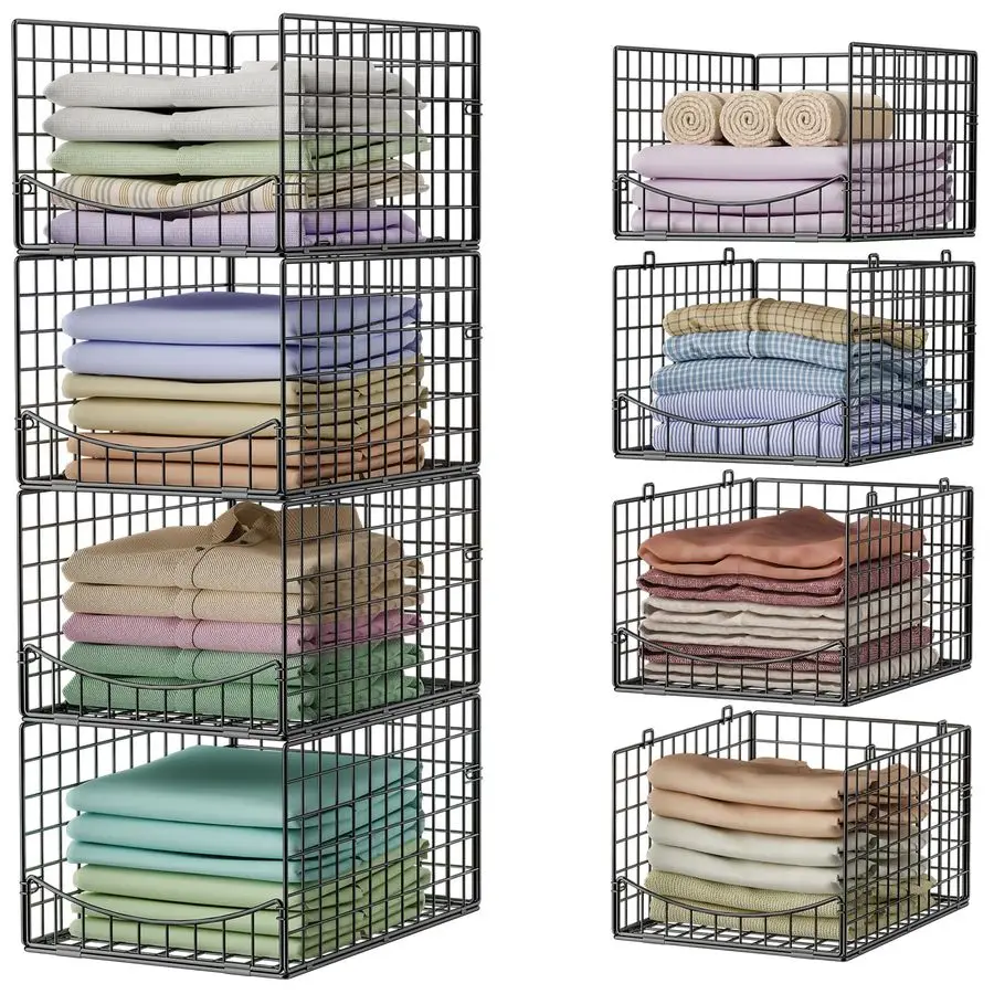 

Модульные органайзеры и стеллажи для шкафа, корзины для хранения одежды, органайзеры-полки для одежды, контейнеры-органайзеры для свитеров